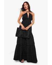 Boohoo - Tall Textured Crinkle Strappy Tiered Maxi Dress - Lyst