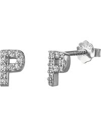 The Jewellery Stockroom - Sterling Cubic Zirconia Initial Stud Earrings - Lyst