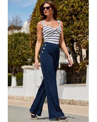 Sosandar - Button Detail Wide Leg Trousers - Lyst