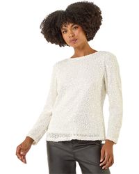 Roman - Sequin Bow Back Snit Top - Lyst