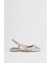 Oasis - Angie Faux Metallic Leather Cutout Sling Back Flat Shoes - Lyst