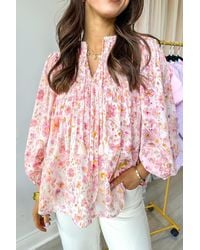 Azura Exchange - Bluse Mit Floralem Druck Und Langen Ärmeln - Lyst