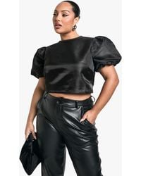 Boohoo - Plus Taffeta Bow Tie Back Top - Lyst