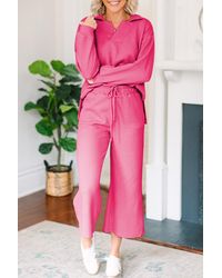 Azura Exchange - Textuurgebreide Broek Geometrisch Ontwerp - Lyst