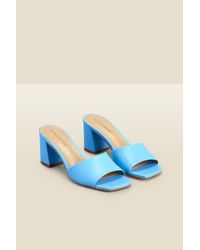 Sosandar - Fern Azure Leather Block Heel Mules - Lyst