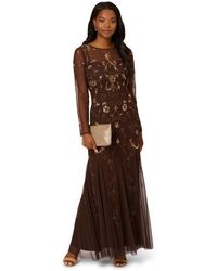 Adrianna Papell - Studio Bead Long Sleeve Dress - Lyst