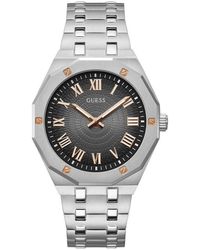 Guess - Gw0575G1 Herren-Analoguhr Mit Silbernem Zifferblatt - Lyst