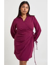 Boohoo - Plus Woven Wrap Tie Midaxi Dress - Lyst