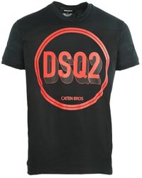 DSquared² - Cool Fit Dsq2 Circle Logo Black T-shirt Cotton - Lyst