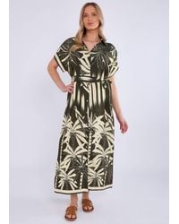 Gini London - Tropical Print Midi Shirt Dress - Lyst