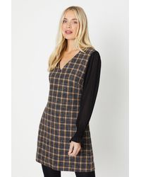 Oasis - Petite Chiffon Sleeve Check Boucle Dress - Lyst