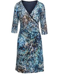 Conquista - Print Jersey Faux Wrap Dress - Lyst