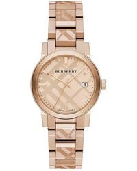 Burberry - Bu9146 The City Gravierte Check Uhr - Lyst