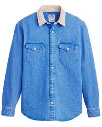 Levi's - Levis Western Denim Overshirt Met Contrasterende Kraag (Vintage Blauwe Was) - Lyst