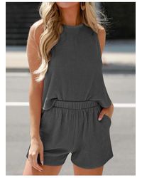 Everyday the Label - Mouwloze Top Met Ronde Hals En Korte Broek Set Met Trekkoord En Ruches - Lyst