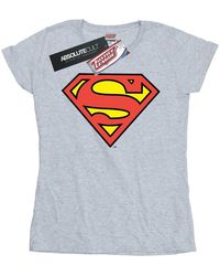 Dc Comics - Ladies Superman Logo Cotton T-Shirt (Heather) - Lyst