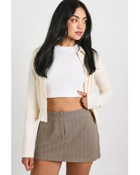 Boohoo - Herringbone Wool Look Mini Skirt - Lyst