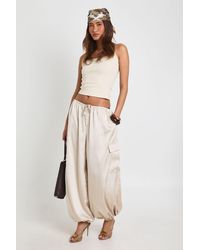 Boohoo - Satin Cargo Balloon Trouser - Lyst