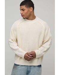 BoohooMAN - Oversized Boxy Heavy Ribbed Piping Knitted Jumper - Lyst