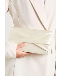 Boohoo - Satin Twist Detail Clutch Bag - Lyst