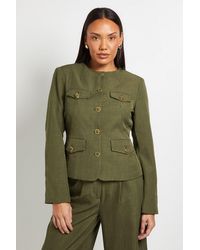 PRINCIPLES - Utility Collarless Textured Jacket - Lyst