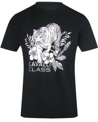 Roberto Cavalli - Tiger Floral Logo T-Shirt Cotton - Lyst