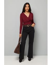 Wallis - Petite Jersey Twist Front Top - Lyst