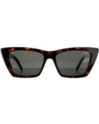 Saint Laurent - Cat Eye Dark Havana Sunglasses - Lyst