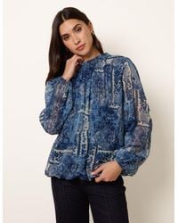 Blue Vanilla - High Neck Paisley Print Puffball Top - Lyst