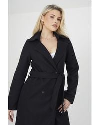 Brave Soul - 'Virgo' Maxi Double Breasted Faux Wool Coat - Lyst