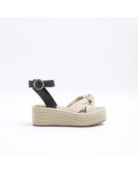 River Island - Espadrille Sandals Knot Flatform Pu - Lyst