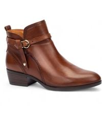 Pikolinos - Cuero Leather Ankle Bootie Zip Heel Boots - Lyst