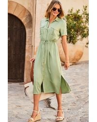 Sosandar - Sage Utility Midi Shirt Dress - Lyst