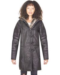 Infinity Leather - Shearling Hooded Duffle Coat-Lille - Lyst