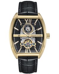 Heritor - Masterson Semi-Skeleton Leather-Band Watch - Lyst