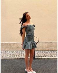 Labelrail - X Barbara Ines Gingham Check Textured Mini Dress - Lyst
