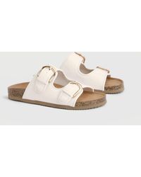 Boohoo - Oversized Buckle Double Strap Slider - Lyst