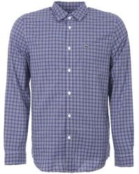 Lacoste - T-shirt Met Normale Pasvorm En Geruite Print Voor , Wit-marineblauw - Lyst