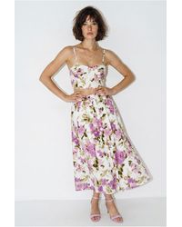 Bianco Lucci - Floral Cotton Blouse And Midi Skirt Set - Lyst