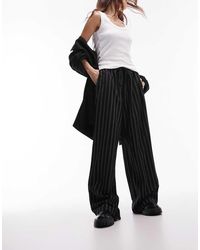 TOPSHOP - Stripe Draw Cord Waist Wide Leg Jogger - Lyst