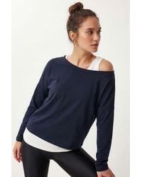 Happiness İstanbul - Boat Neck Long Sleeve Blouse - Lyst
