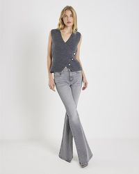 River Island - Waistcoat Knitted Asymmetric Top - Lyst