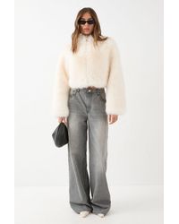 MissPap - Cropped Faux Fur Jacket - Lyst