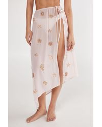 Nasty Gal - Shell And Starfish Tie Side Maxi Beach Skirt - Lyst