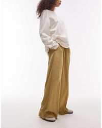 TOPSHOP - Crinkle Satin Wide Leg Trouser - Lyst