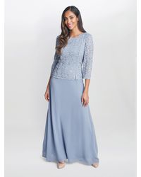 Gina Bacconi - Virginia Maxi Lace Dress With Chiffon Skirt - Lyst