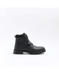 River Island - Boots Leather Padded Collar - Lyst