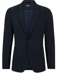 BOSS - Single Button Lapel Collared Solid Patterned Blazer - Lyst