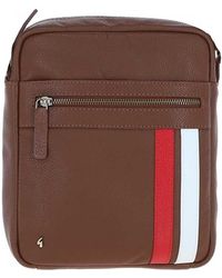 Gabicci - Real Leather Messenger Bag With Striped Front Detail - Lyst
