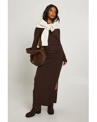 Boohoo - Petite Brushed Rib Long Sleeve Maxi Dress - Lyst